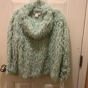 Sky’s the limit mint color unique yarn sweater Sz M